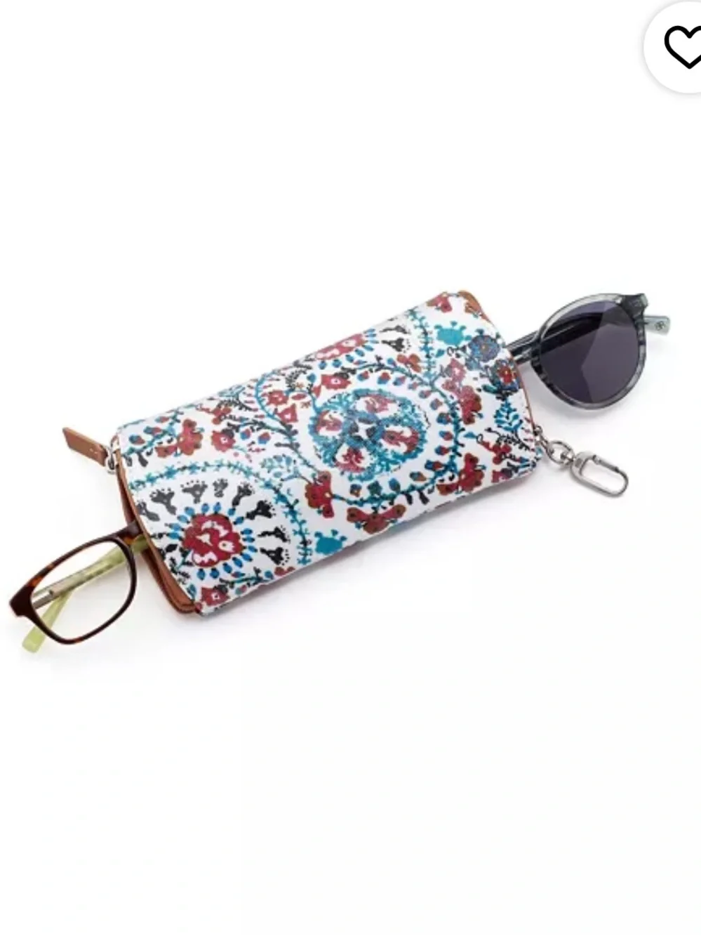 HOBO Spark Leather Double Eyeglass Case Batik Blooms Floral Print NWT Pouch